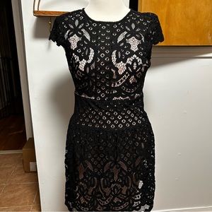 Black Lace Dress with Pink Under